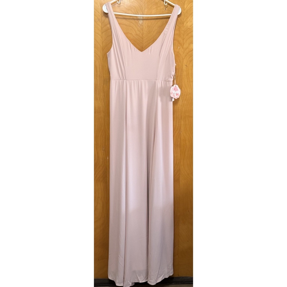 Show Me Your MuMu Jenn Chiffon Bridesmaid Maxi Dress Dusty Blush Sz Large NWT - Picture 2 of 10